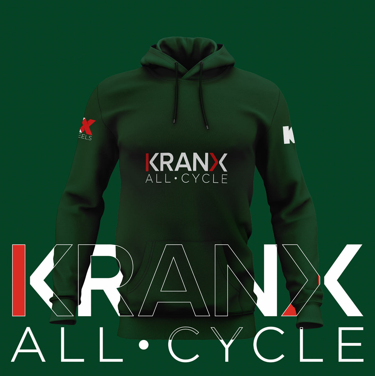 KranX Branded Gents Hoodie in Forest Green