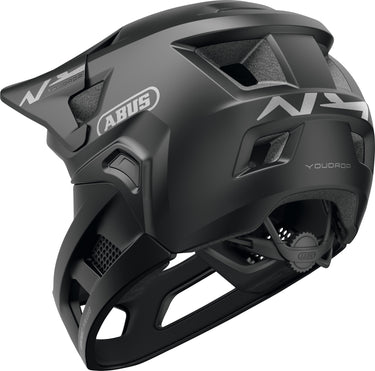 ABUS YouDrop FF Kids Full Face MTB Helmet in Muted Black (48-55cm)