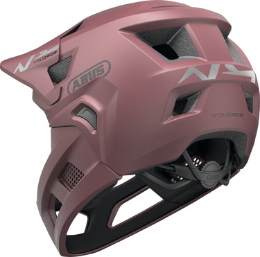 ABUS YouDrop FF Kids Full Face MTB Helmet in Blush Red (48-55cm)
